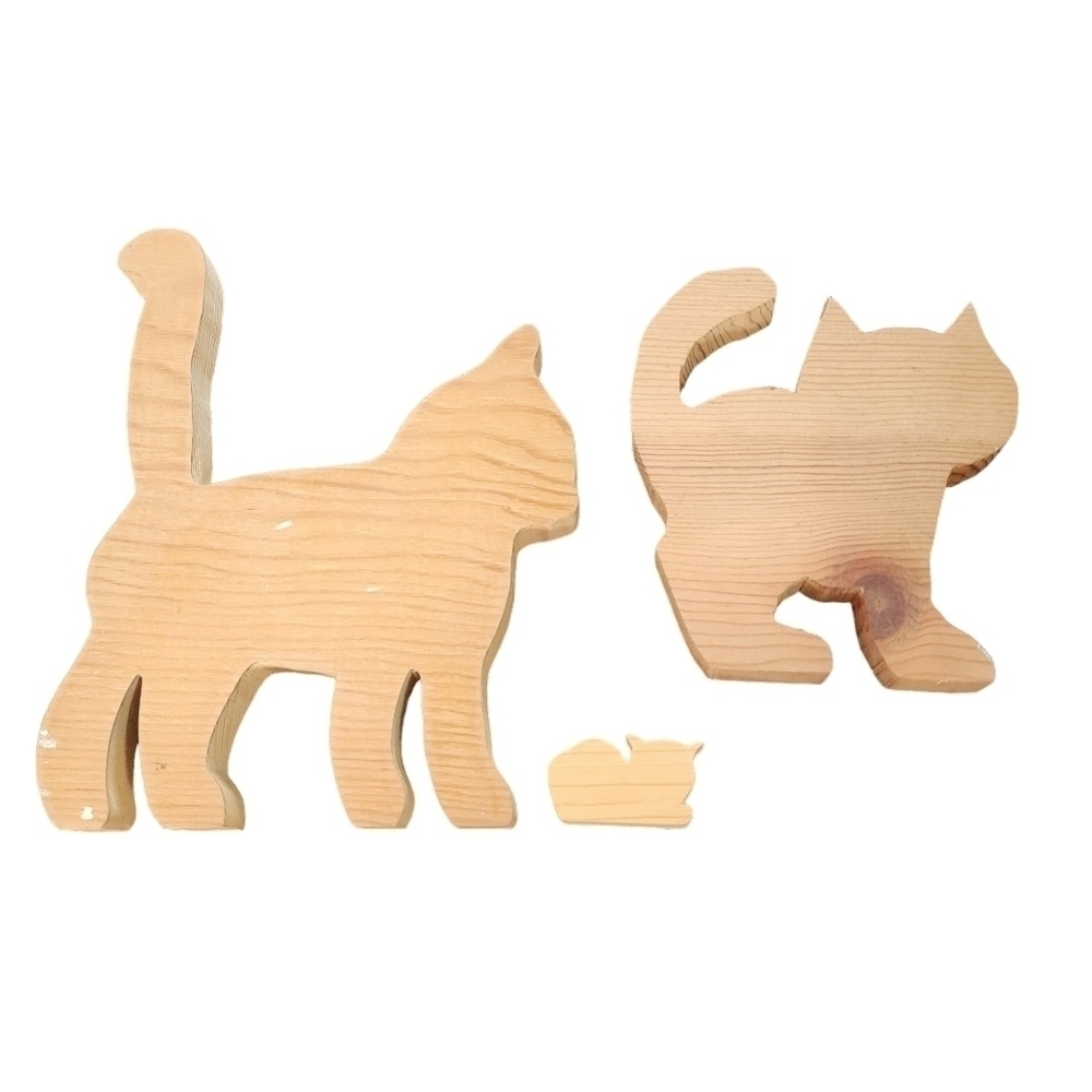 Wood blanks cats kitten set 3 for crafting arts & crafts painting